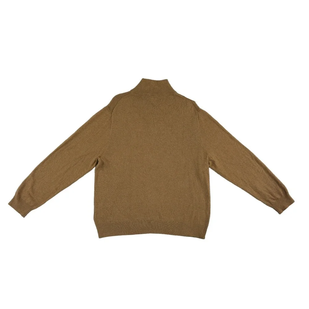 New J.Crew 100% Cotton Quarter Zip Sweater Men's Size XXL Brown Mock Neck Ribbed